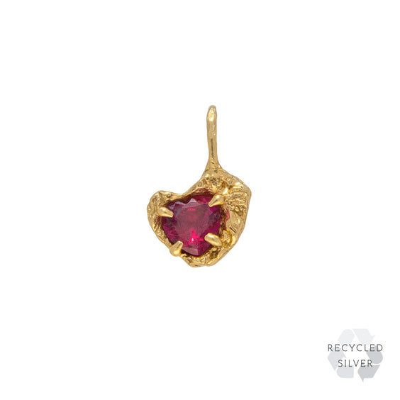 Heart Ruby Recycled Silver Pendant