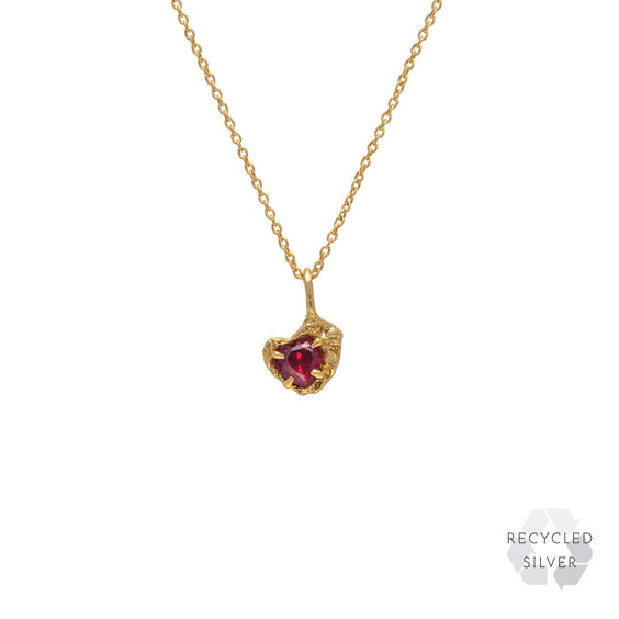 Heart Ruby Recycled Silver Pendant