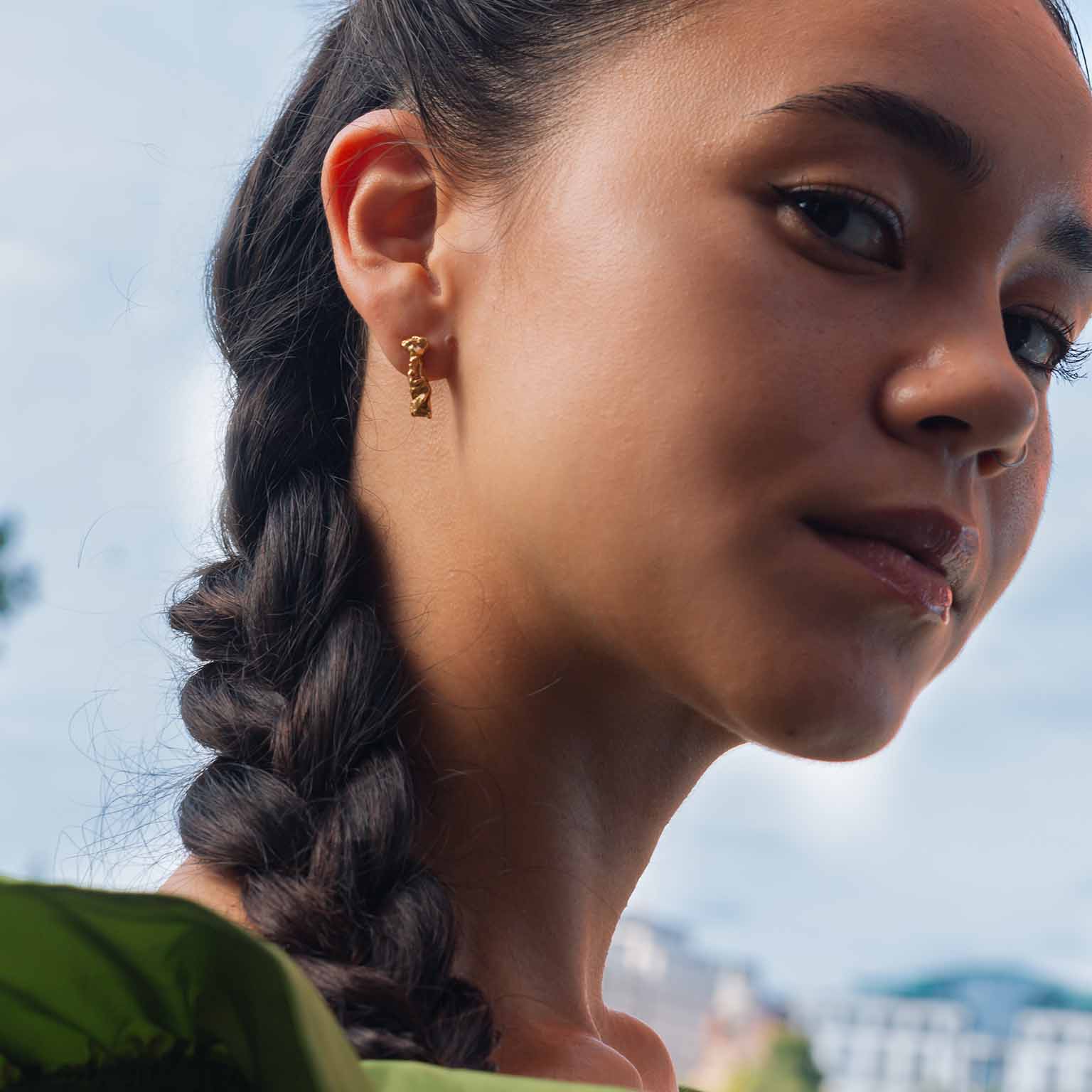 I Alphabet Recycled Silver Stud Earring