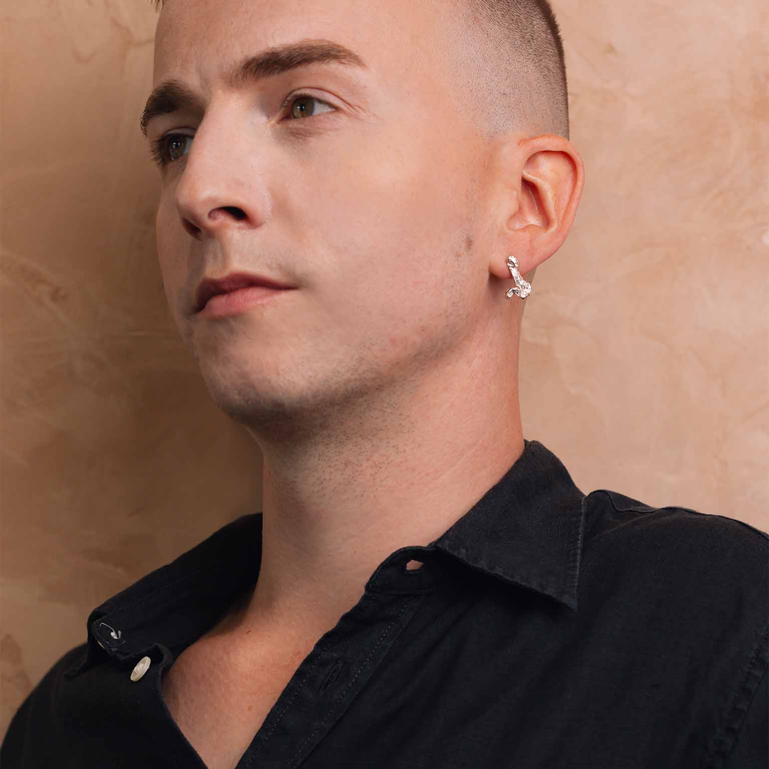 J Alphabet Recycled Silver Stud Earring