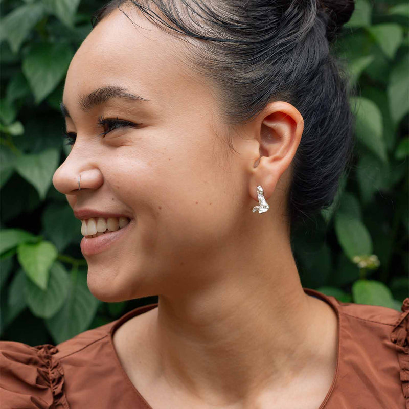 J Alphabet Recycled Silver Stud Earring