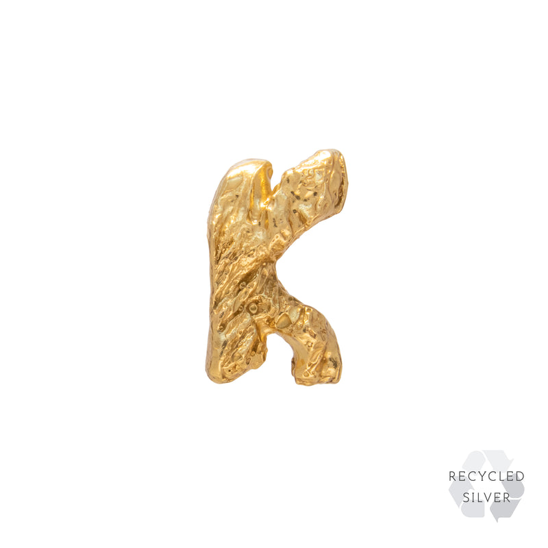 K Alphabet Recycled Silver Stud Earring