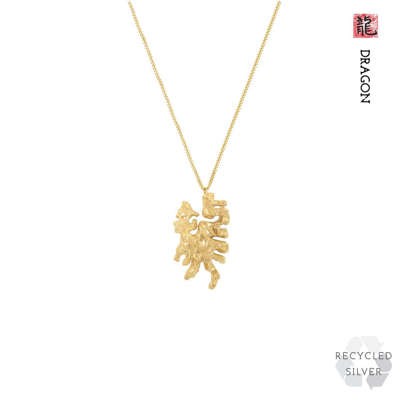 Dragon Chinese Zodiac Recycled Silver Necklace Loveness Lee
