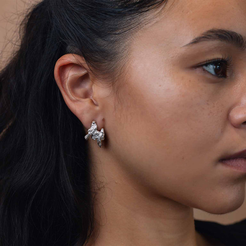 M Alphabet Recycled Silver Stud Earring