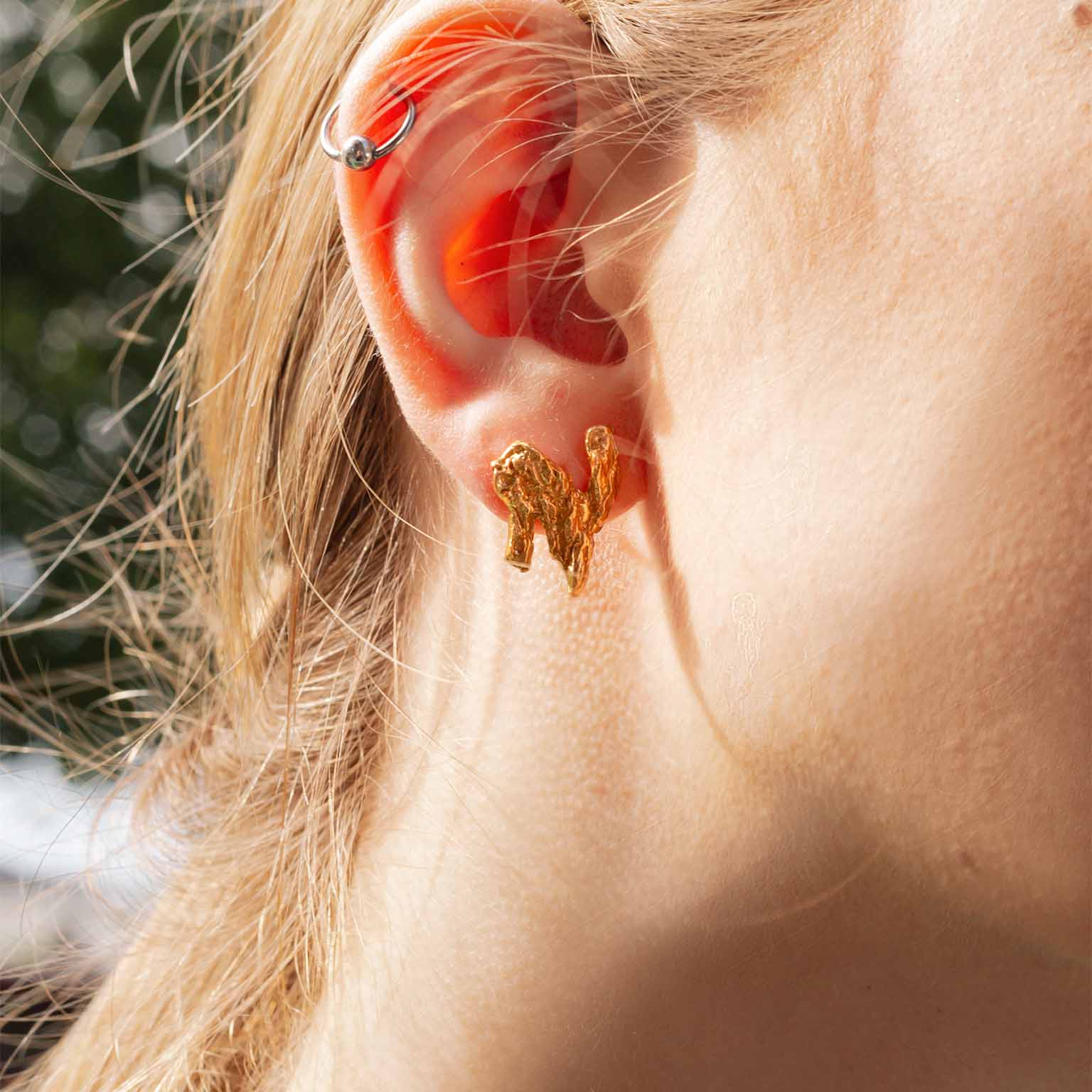 N Alphabet Recycled Silver Stud Earring