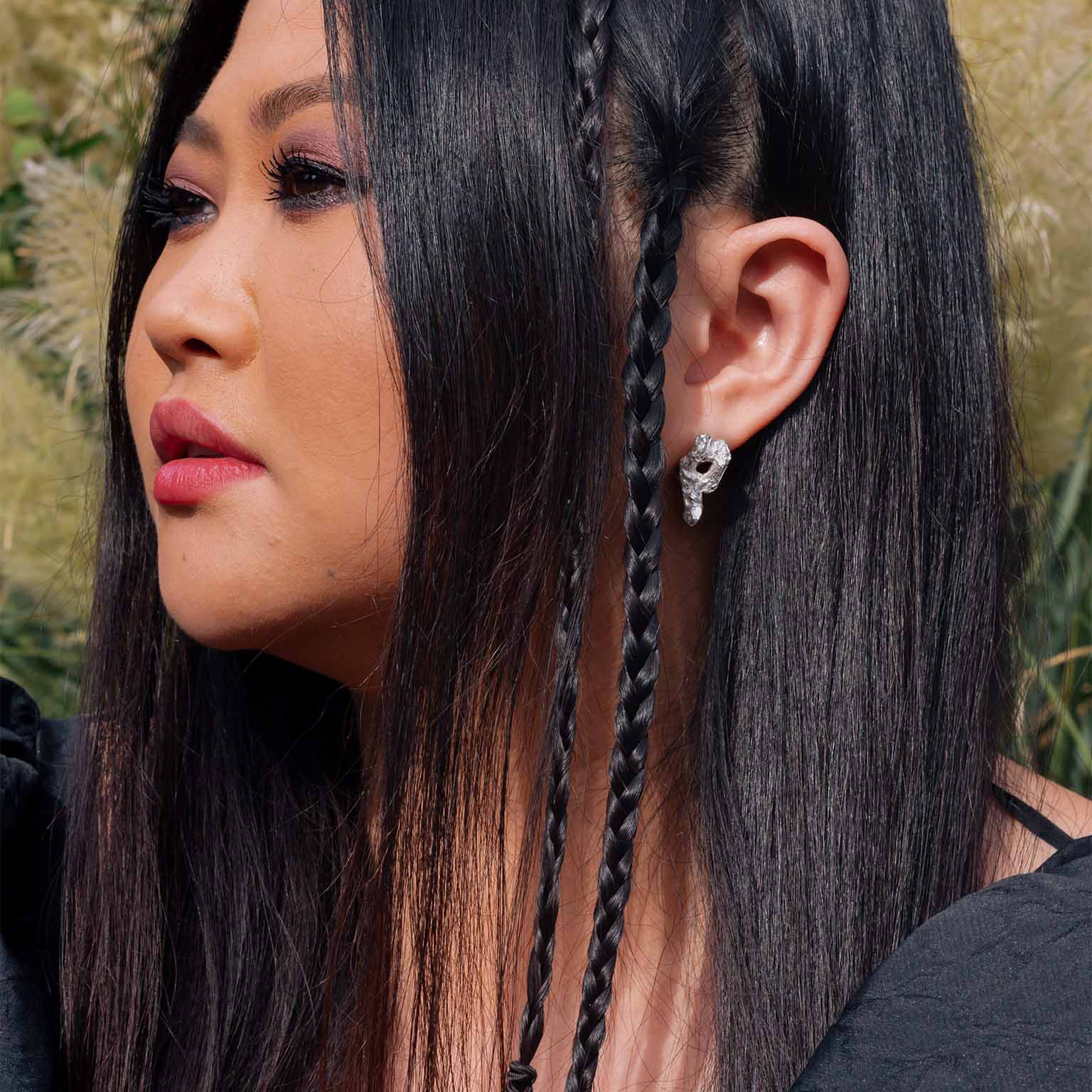 P Alphabet Recycled Silver Stud Earring