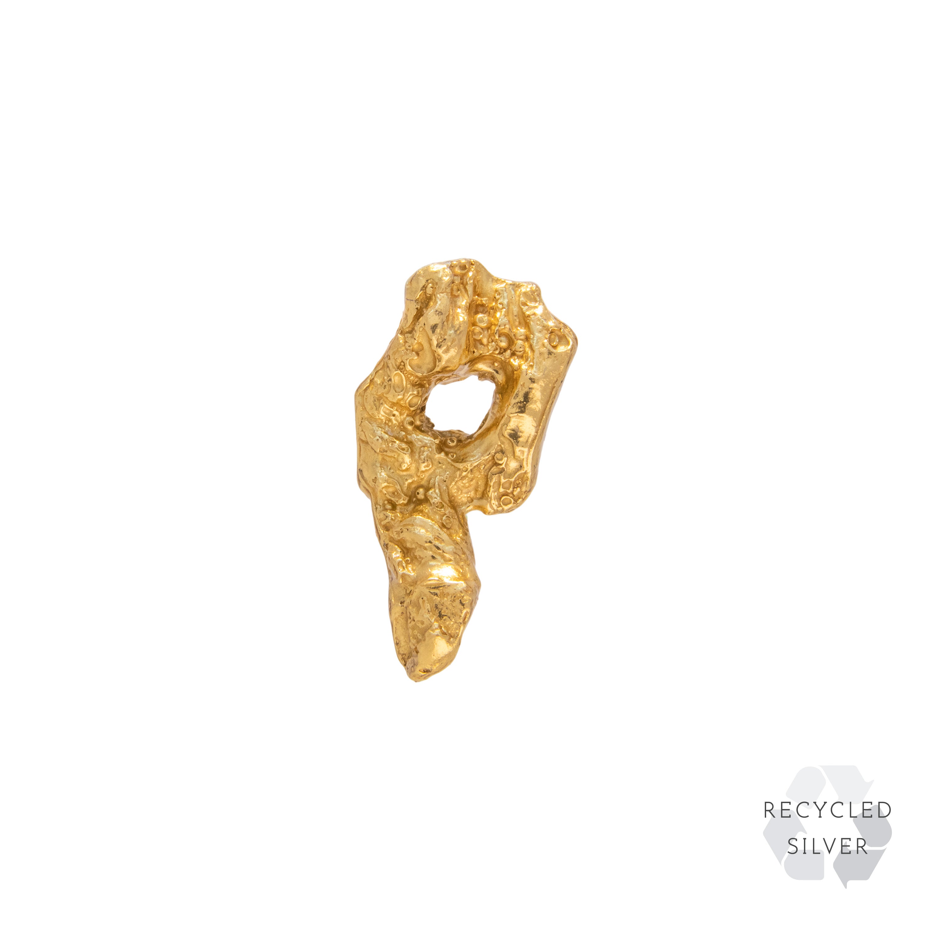 P Alphabet Recycled Silver Stud Earring