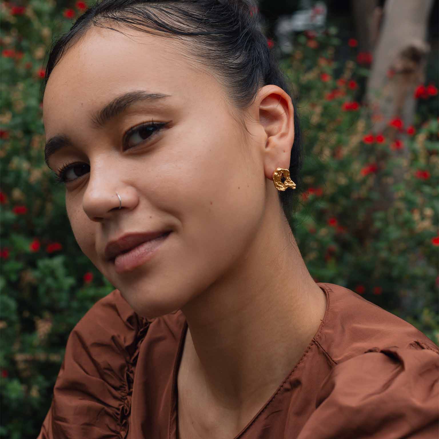 Q Alphabet Recycled Silver Stud Earring