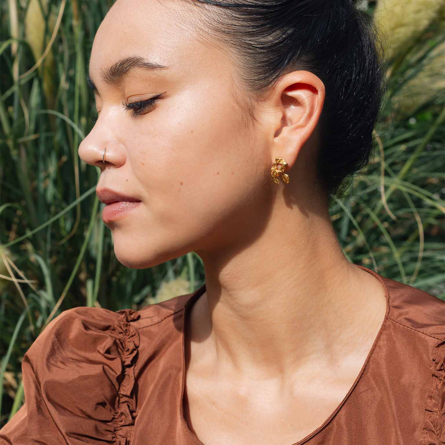 R Alphabet Recycled Silver Stud Earring