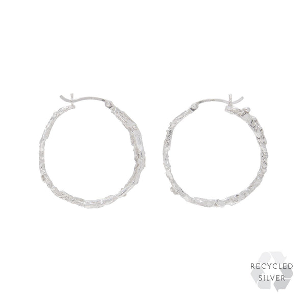 Medium Round Hoop Silver Earrings - TBJOUX Sterling Silver