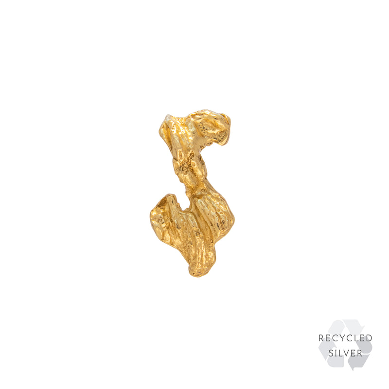 S Alphabet Recycled Silver Stud Earring