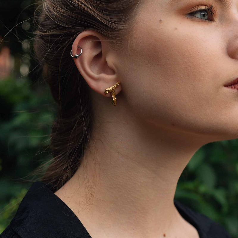 T Alphabet Recycled Silver Stud Earring