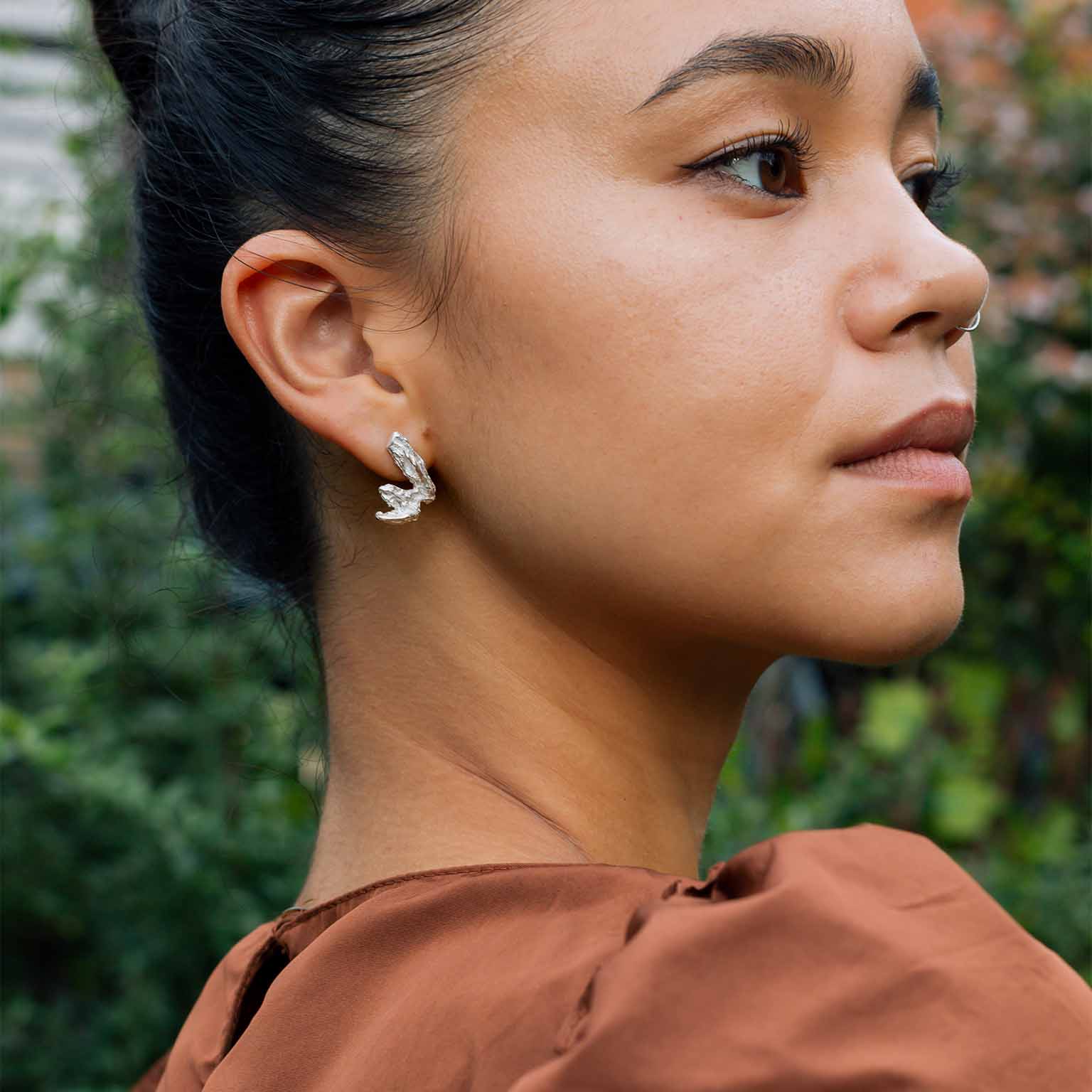 W Alphabet Recycled Silver Stud Earring