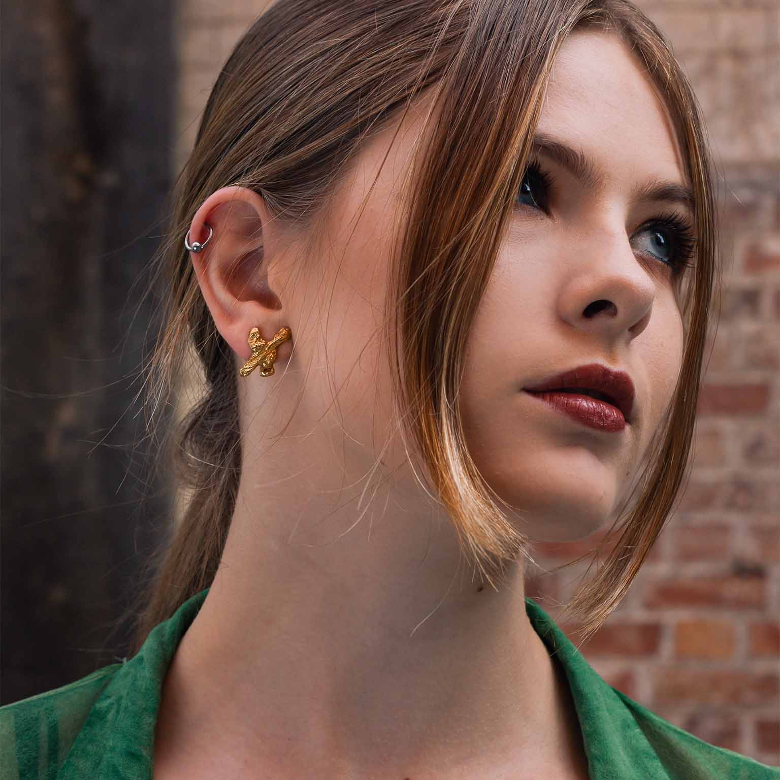 X Alphabet Recycled Silver Stud Earring