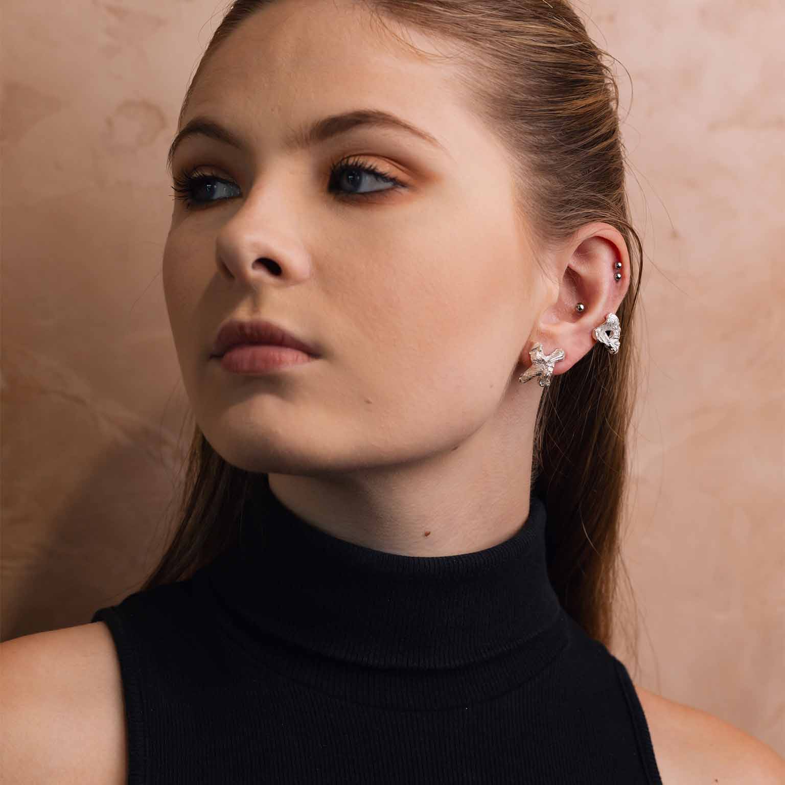 X Alphabet Recycled Silver Stud Earring