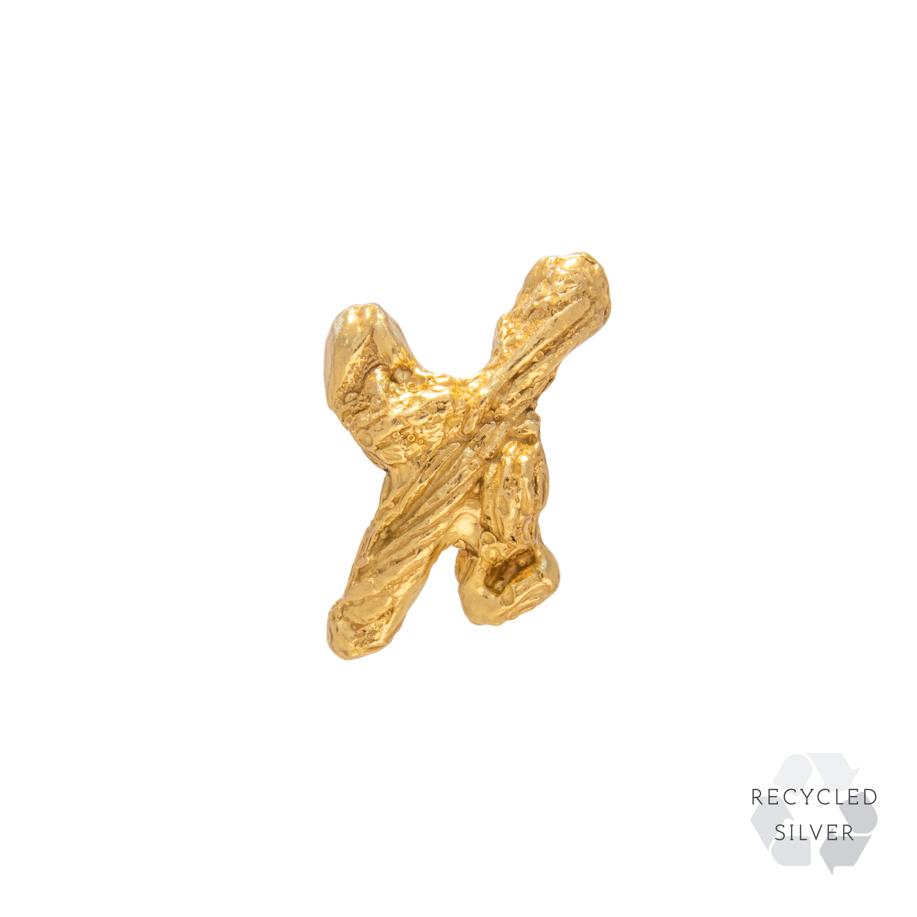 X Alphabet Recycled Silver Stud Earring