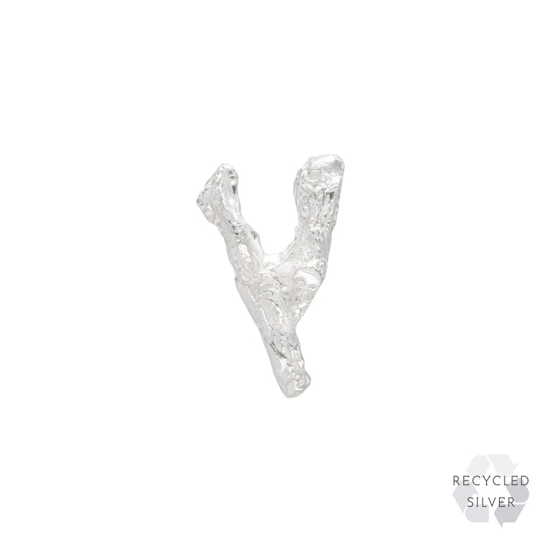 Y Alphabet Recycled Silver Stud Earring