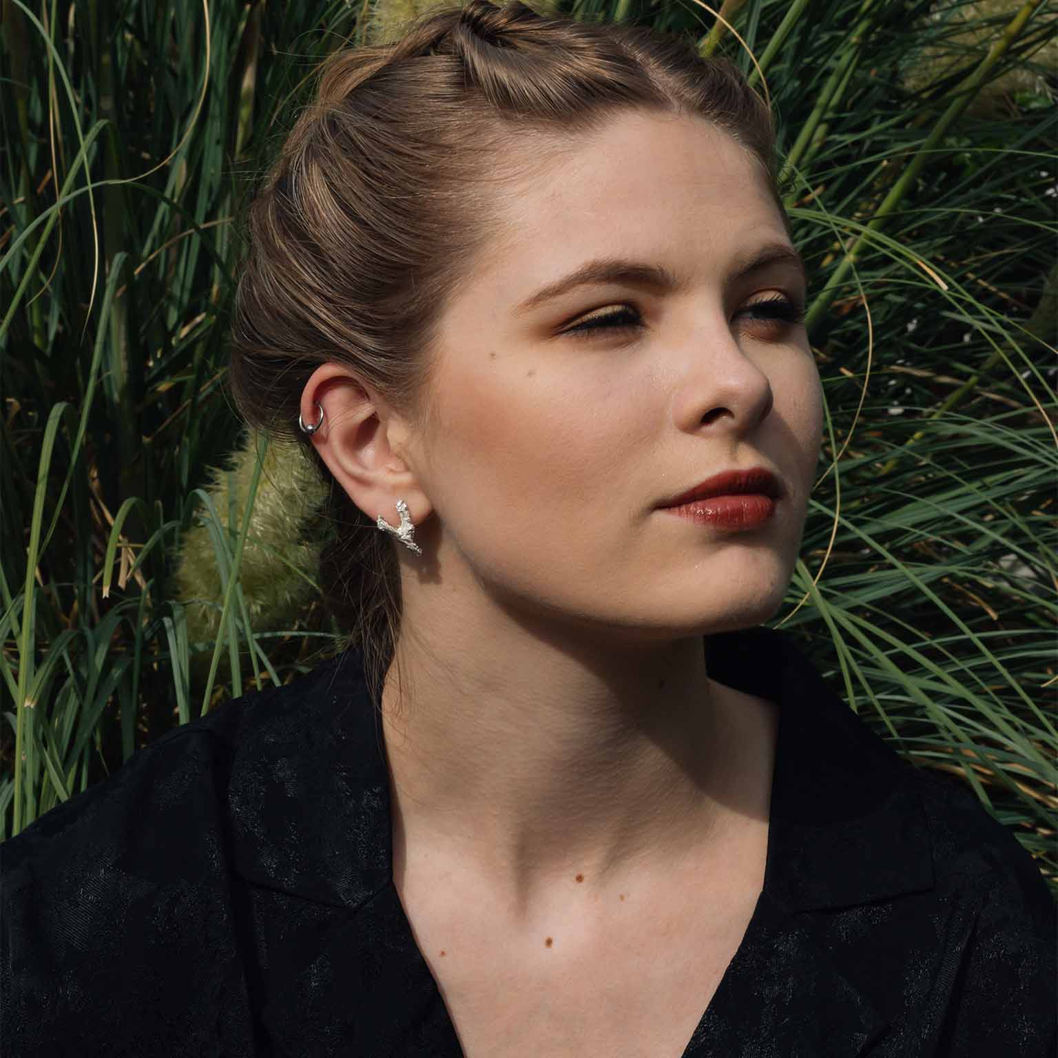 Y Alphabet Recycled Silver Stud Earring