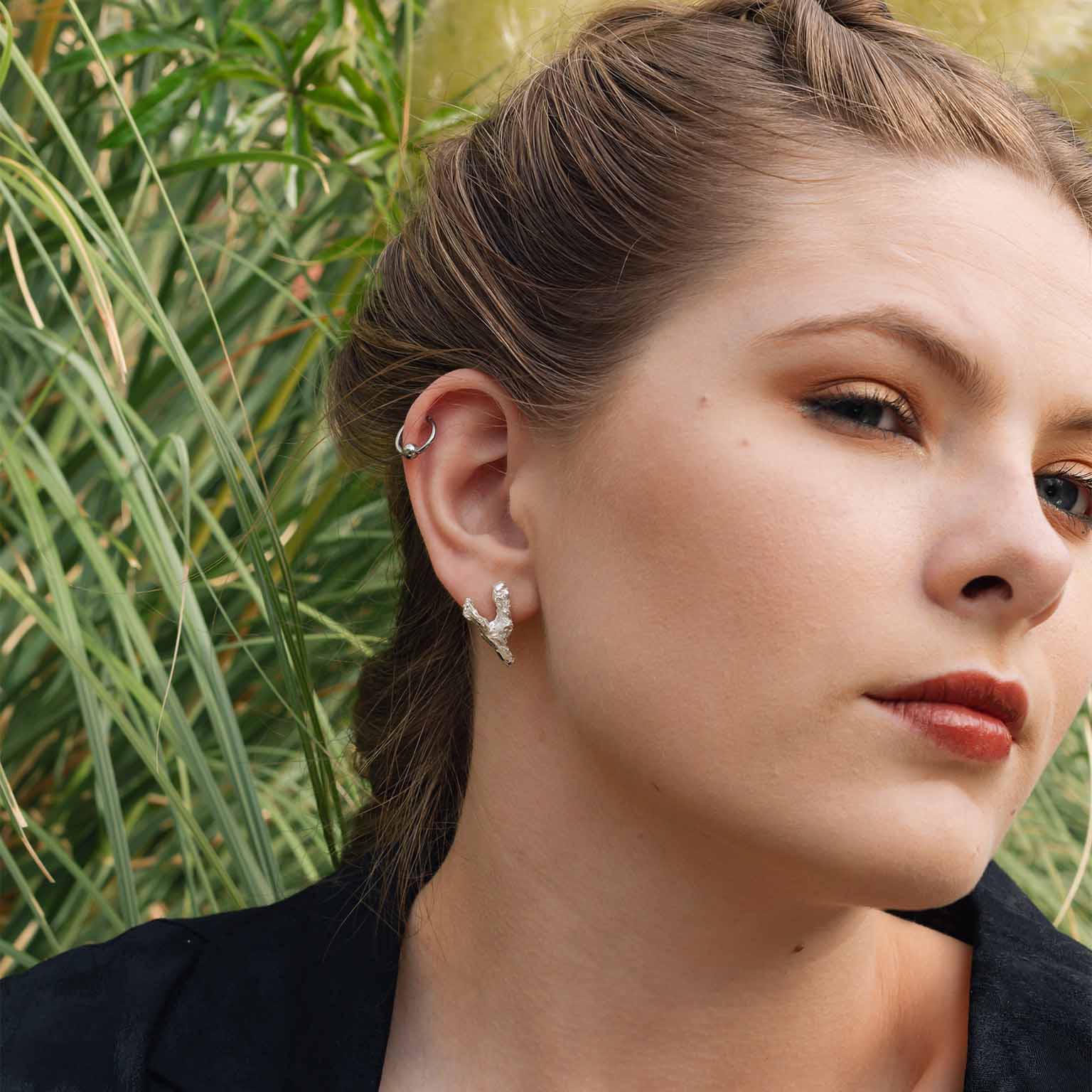 Y Alphabet Recycled Silver Stud Earring