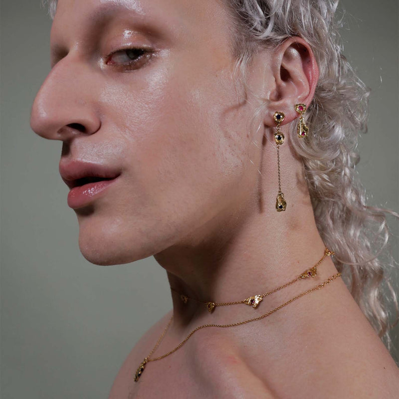 Dia Ruby Recycled Silver Earrings