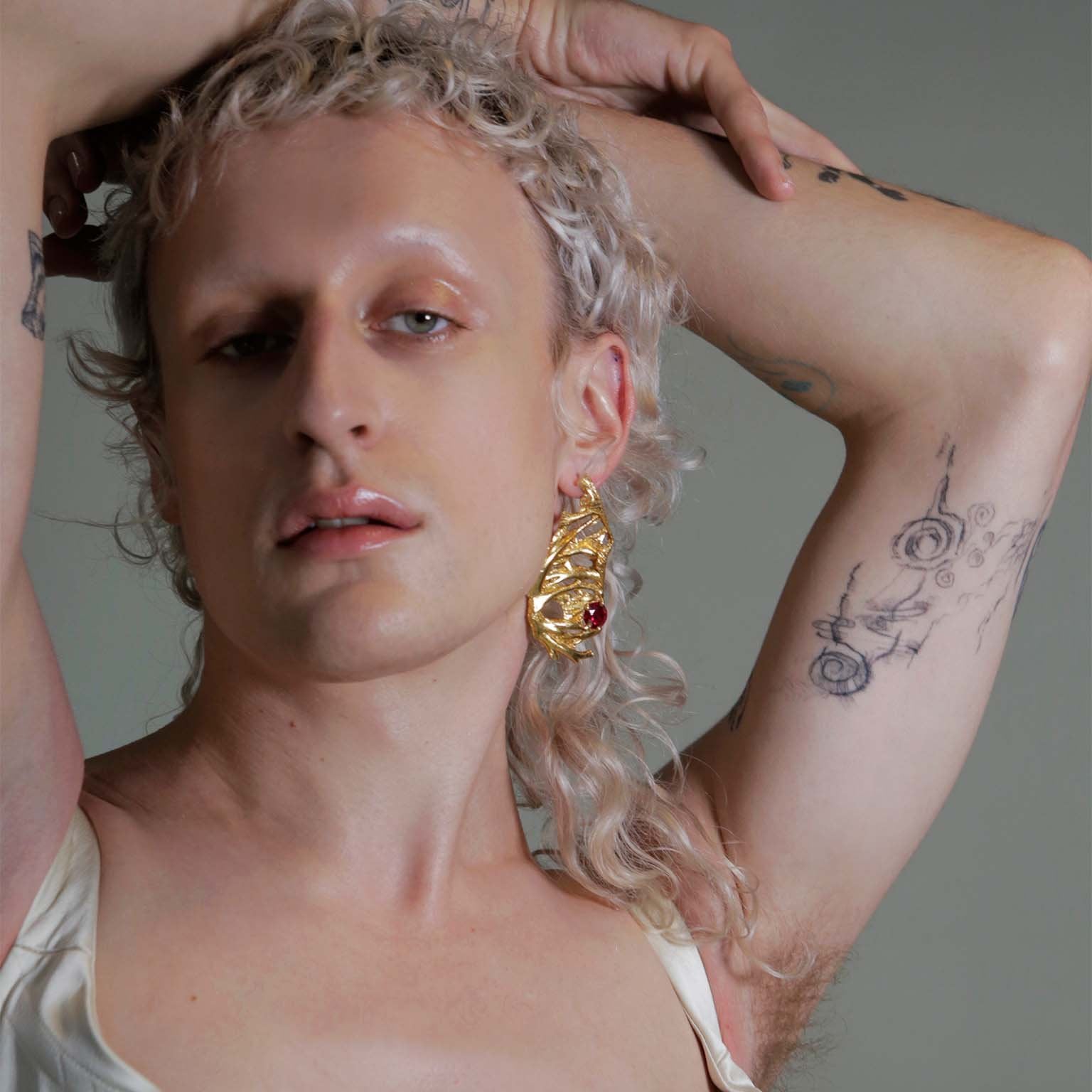 Zemra Ruby Recycled Silver Earring