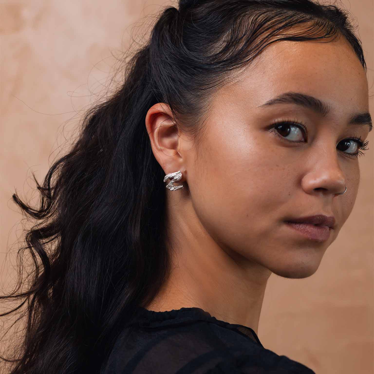 Z Alphabet Recycled Silver Stud Earring