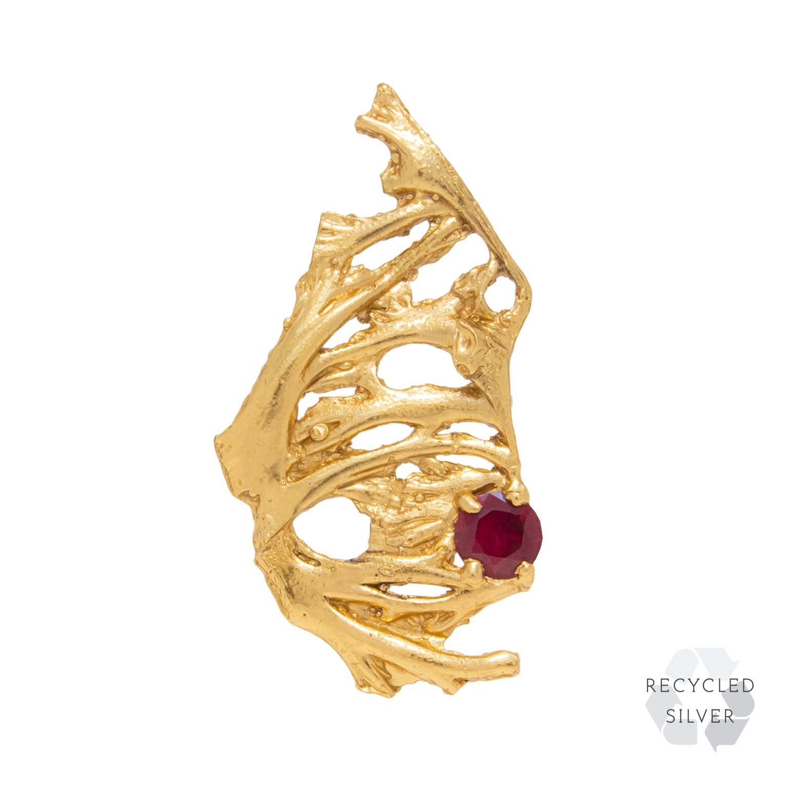 Zemra Ruby Recycled Silver Earring