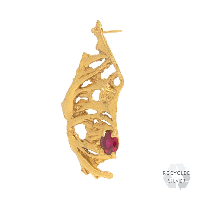 Zemra Ruby Recycled Silver Earring