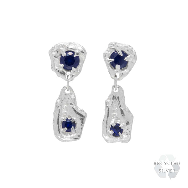 Dia Sapphire Argenti Recycled Silver Earrings