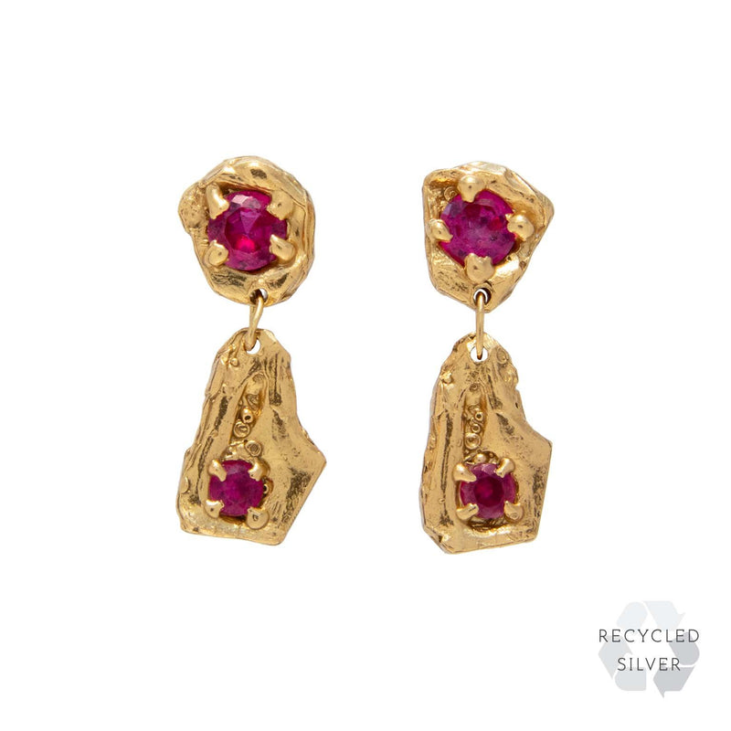 Dia Ruby Recycled Silver Earrings