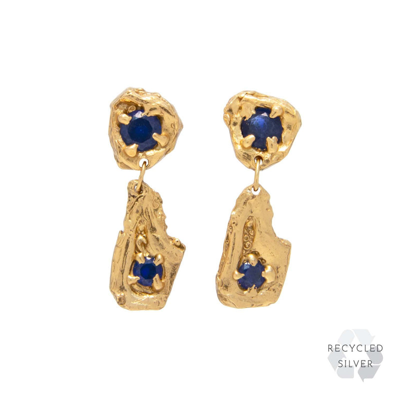 Dia Sapphire Recycled Silver Earrings