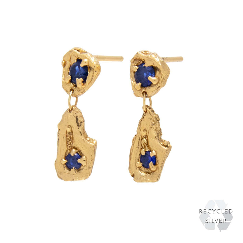 Dia Sapphire Recycled Silver Earrings