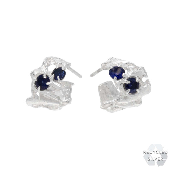 Dila Sapphire Argenti Recycled Silver Earrings