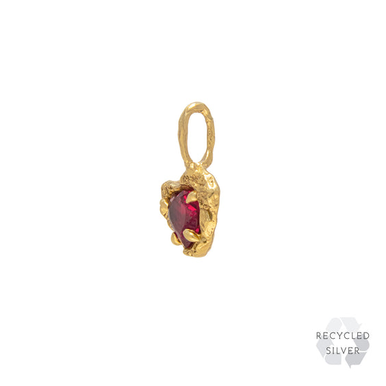 Heart Ruby Recycled Silver Pendant
