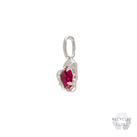 Heart Ruby Recycled Silver Pendant