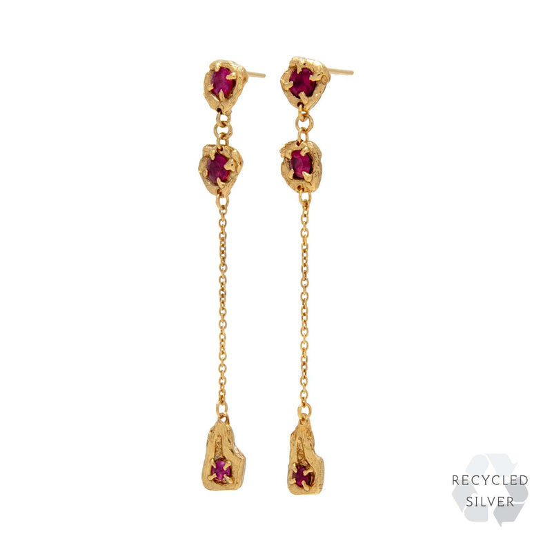 Naha Ruby Recycled Silver Earrings