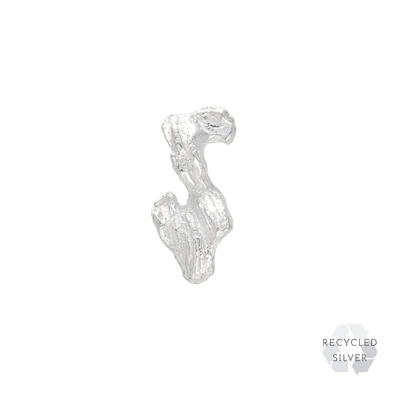 S Alphabet Recycled Silver Stud Earring